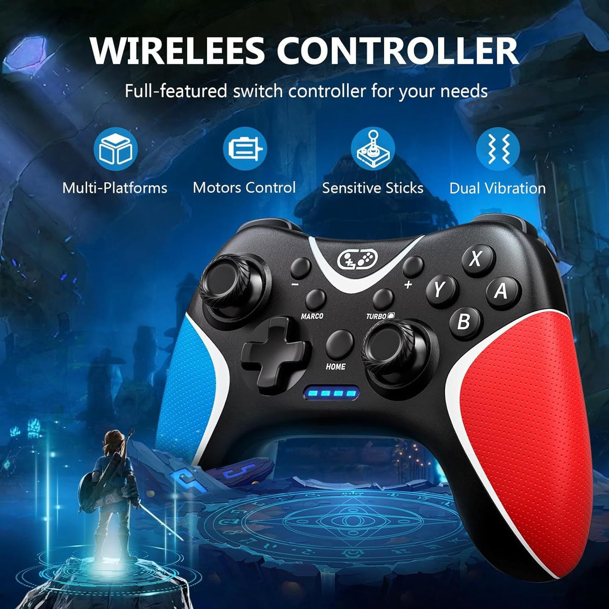 Switch Wireless Controller with Turbo and Macro Buttons