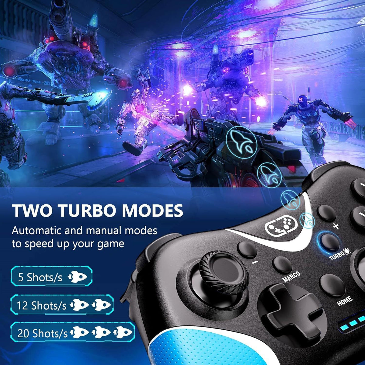 Switch Wireless Controller with Turbo and Macro Buttons