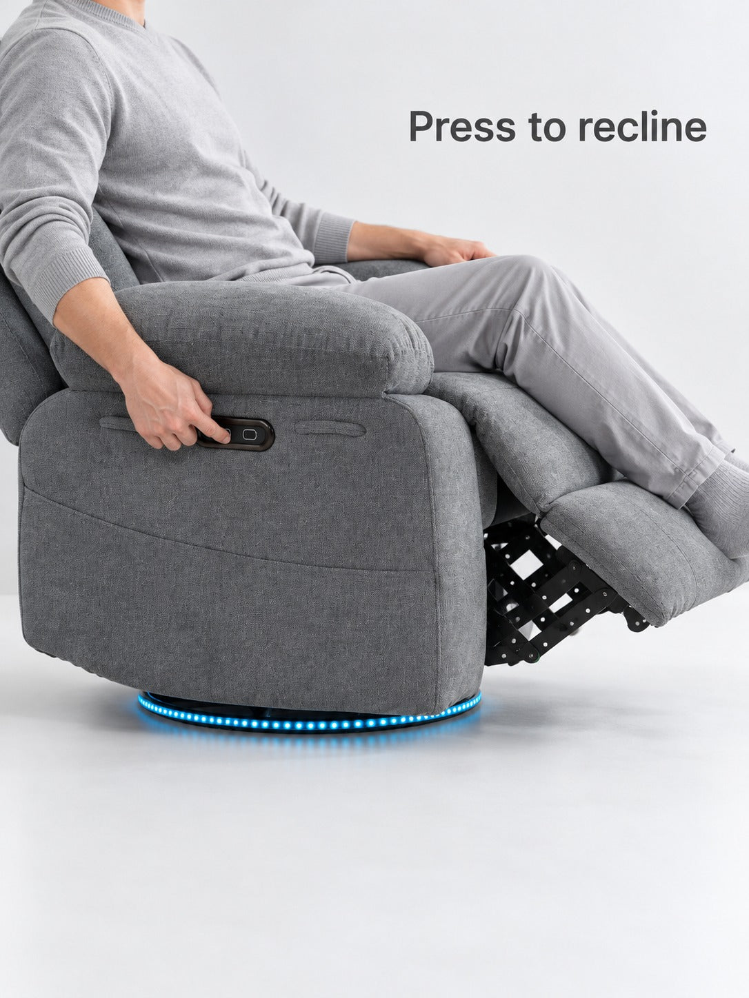 Swivel Electric Recliner Chair with LED Glow & USB-C