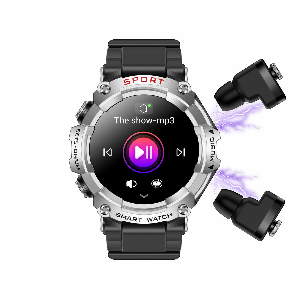 Smartwatch with Detachable TWS Earbuds for Workouts