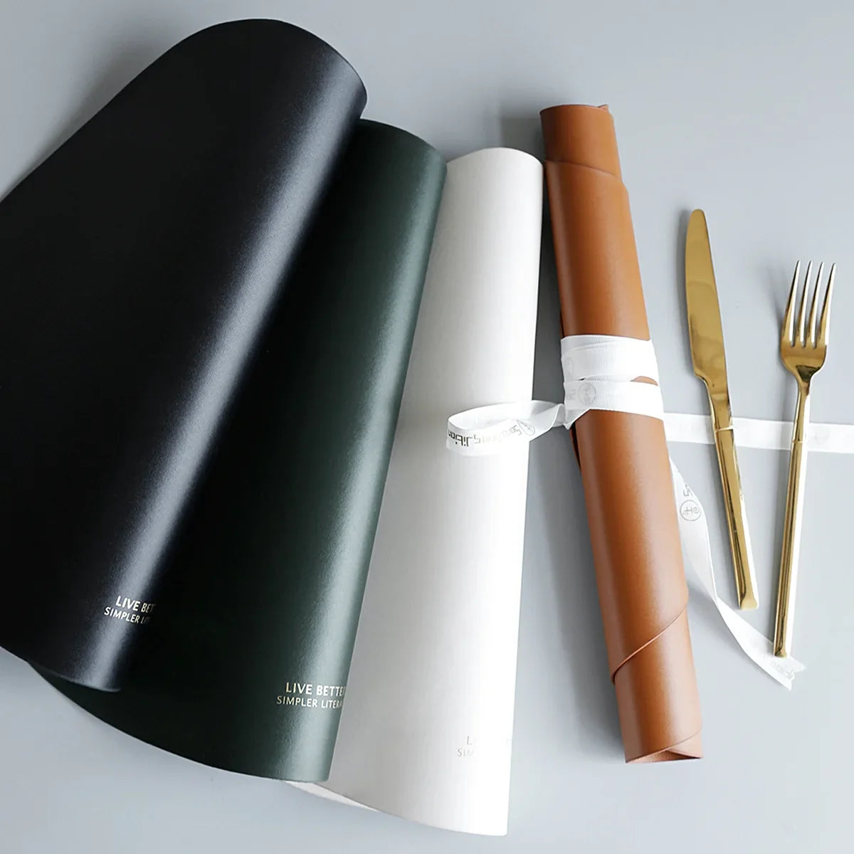 PU Leather Placemat and Coaster Set for Dining Table