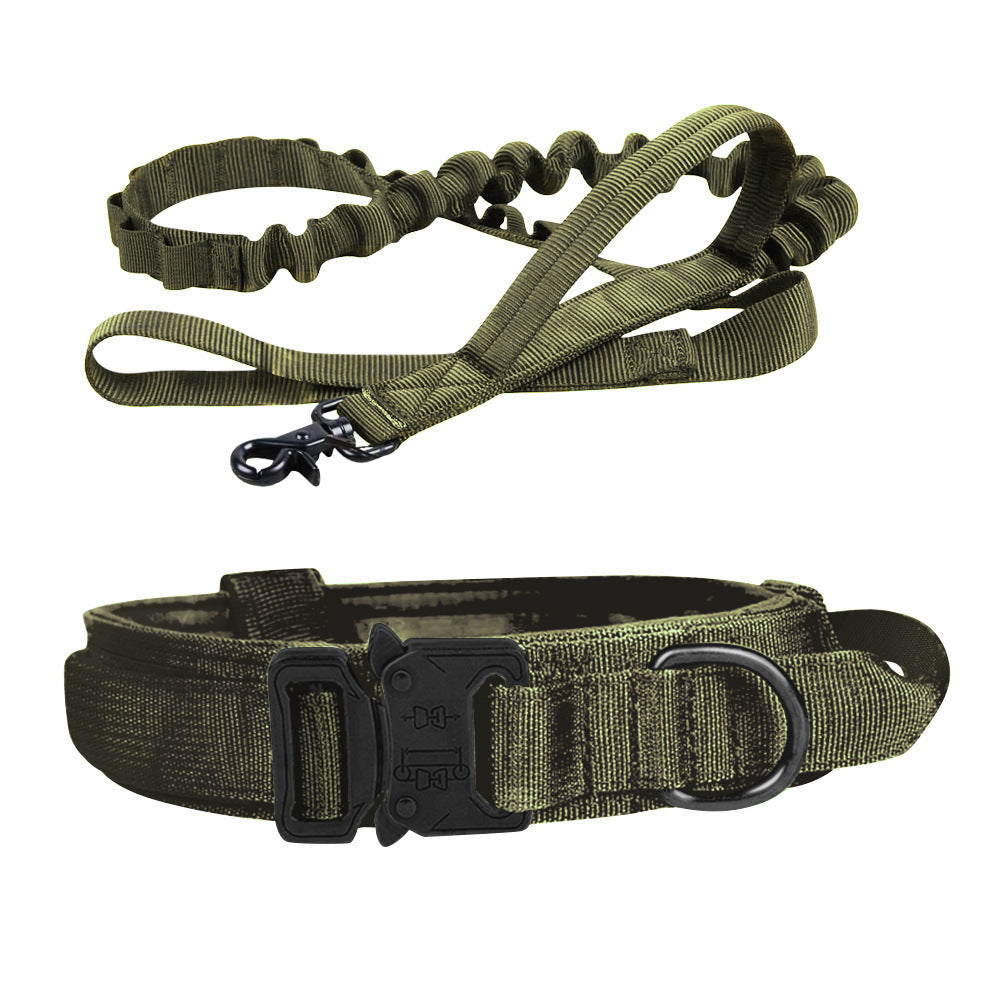 Tactical Dog Collar & Leash Set With Shock-Absorbing Grip