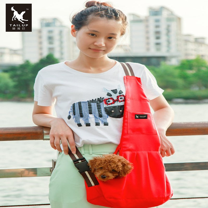 Small Dog Sling Carrier for Hands-Free Outdoor Walks