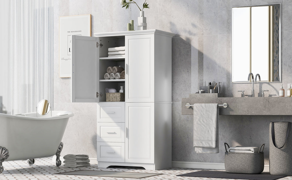 Freestanding Bathroom Storage Cabinet with Doors & Drawers