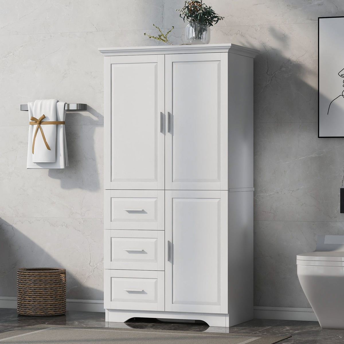Freestanding Bathroom Storage Cabinet with Doors & Drawers