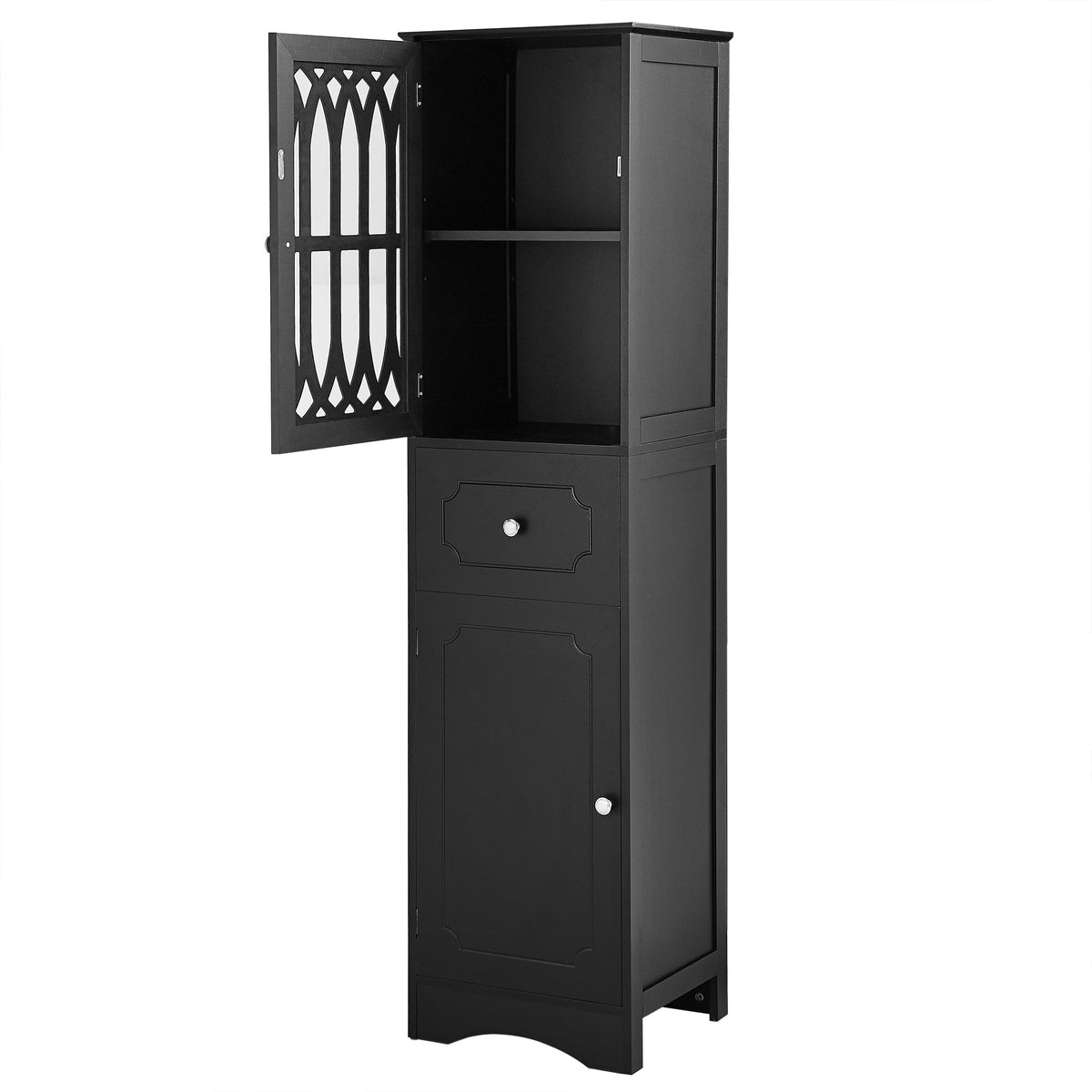 Tall Bathroom Cabinet with Drawer, Doors & Adjustable Shelf