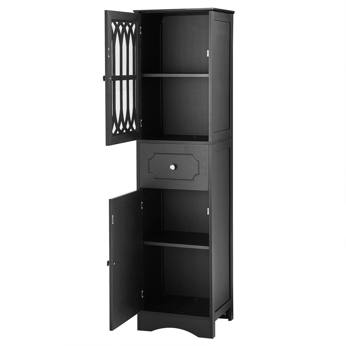 Tall Bathroom Cabinet with Drawer, Doors & Adjustable Shelf