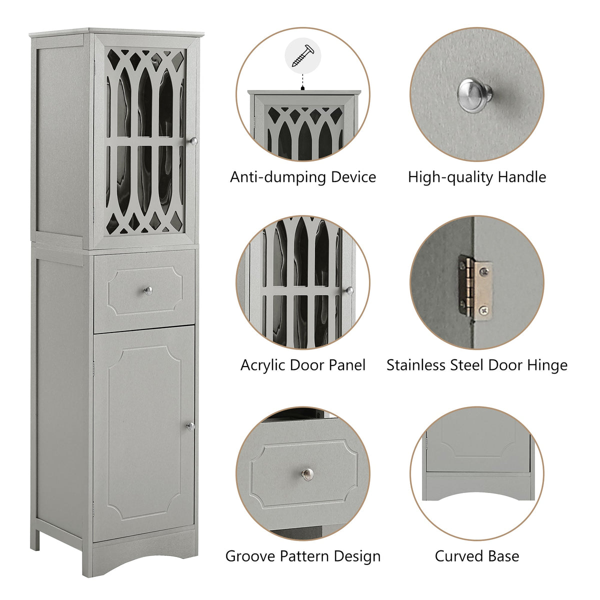 Tall Bathroom Cabinet with Drawer and Adjustable Shelf