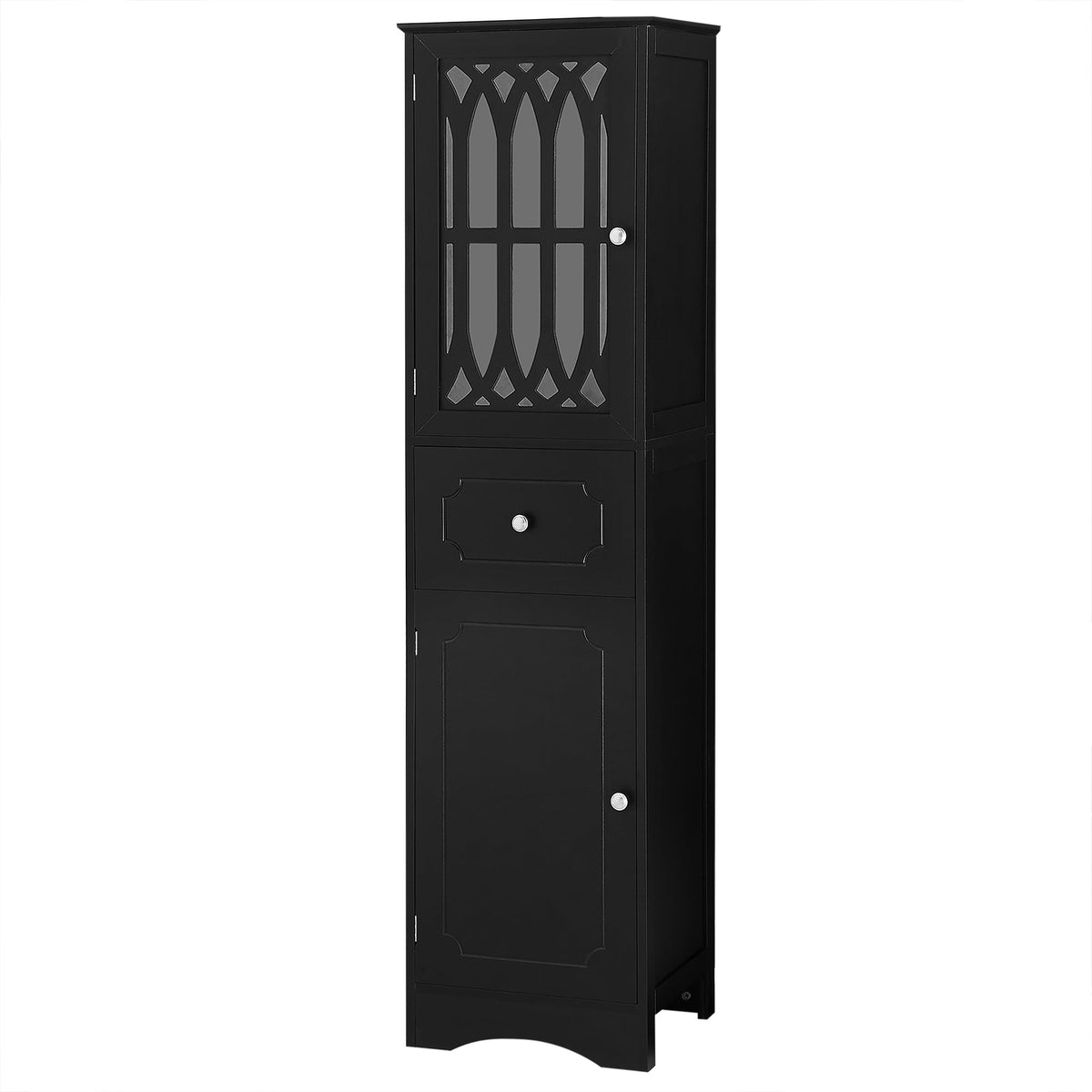 Tall Bathroom Cabinet with Drawer, Doors & Adjustable Shelf
