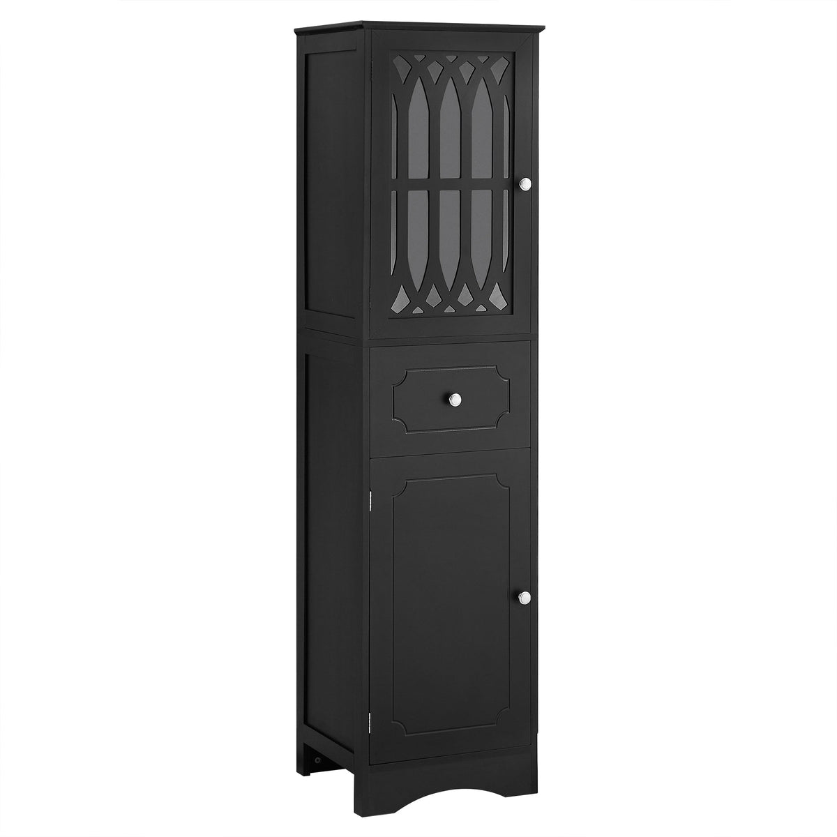 Tall Bathroom Cabinet with Drawer, Doors & Adjustable Shelf