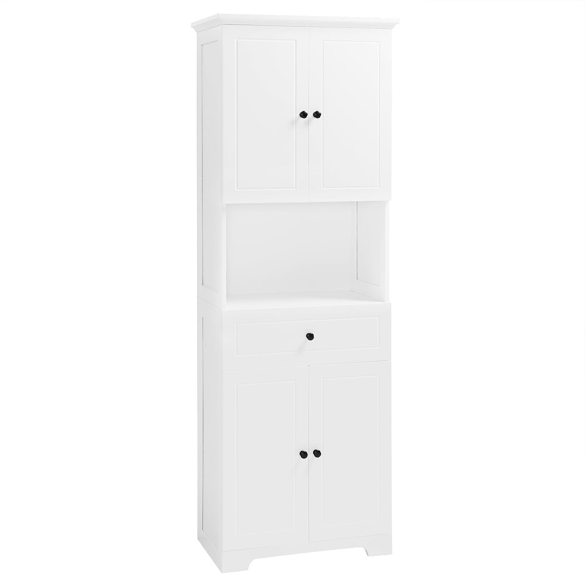Tall Bathroom Storage Cabinet with Doors and Open Shelf