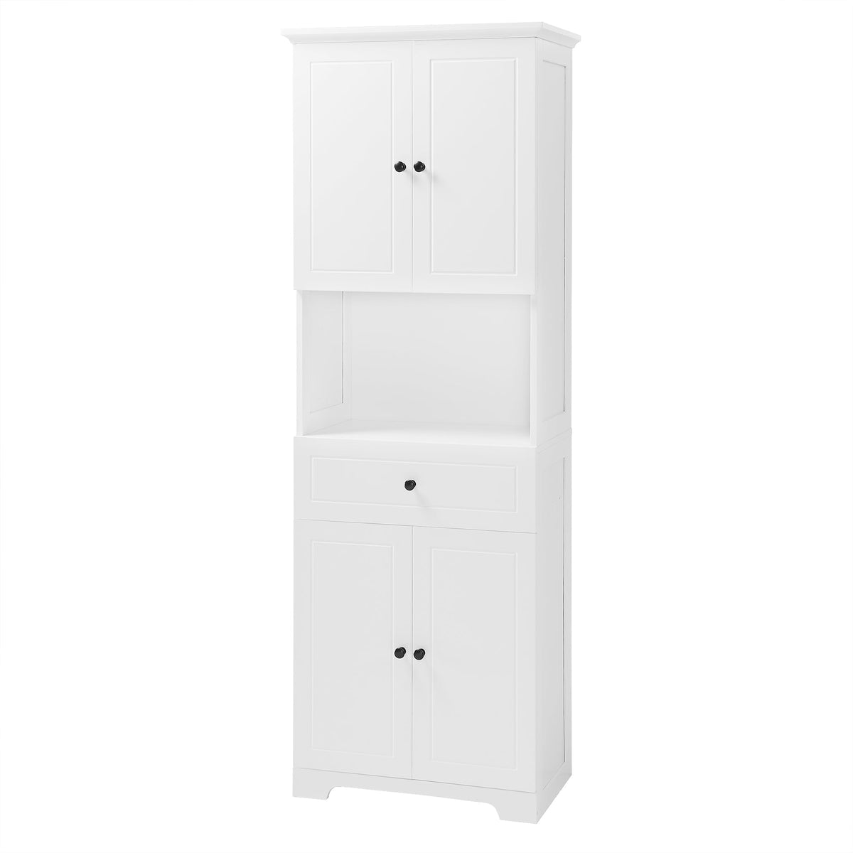Tall Bathroom Storage Cabinet with Doors and Open Shelf