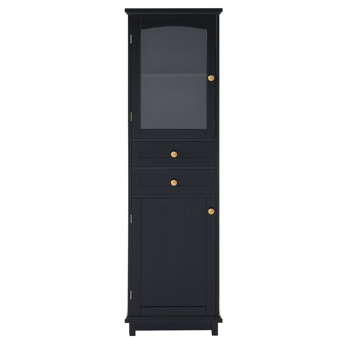 Tall Bathroom Storage Cabinet with Glass Door and Drawers