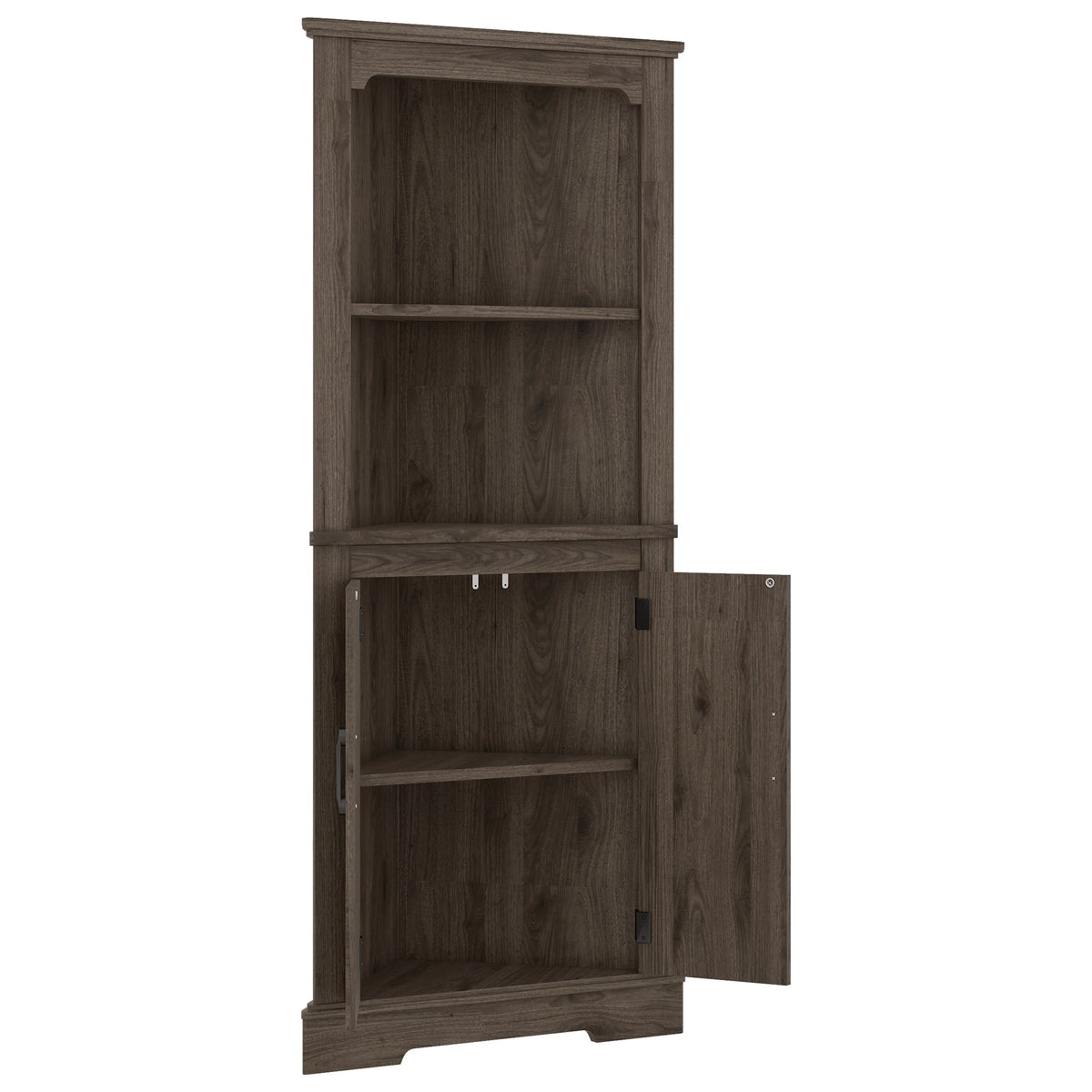 Tall Corner Cabinet with Doors and Display Storage
