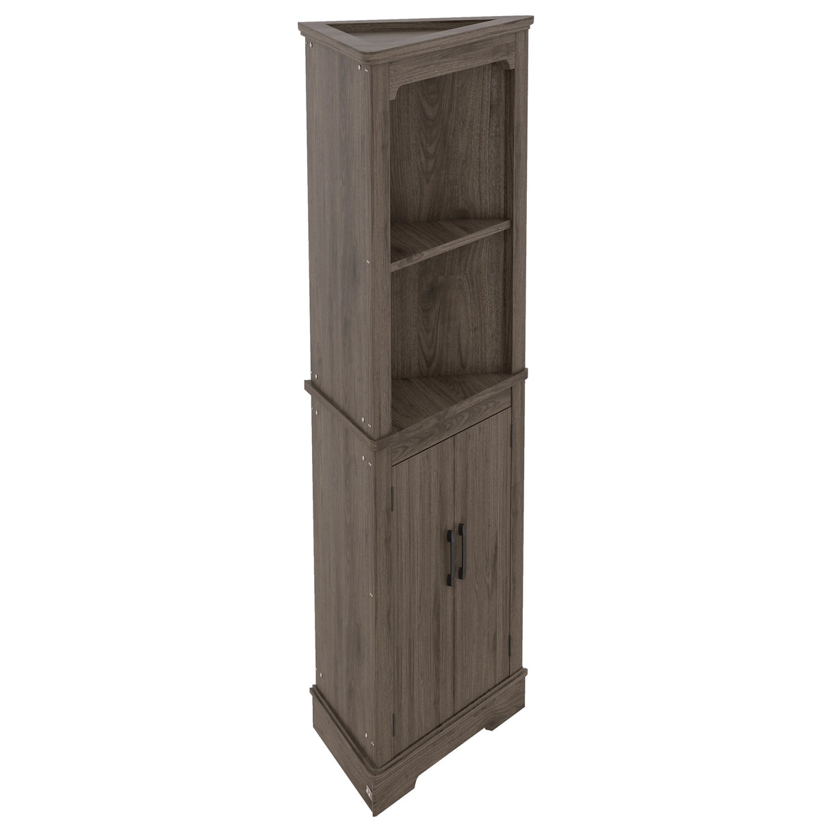 Tall Corner Cabinet with Doors and Display Storage