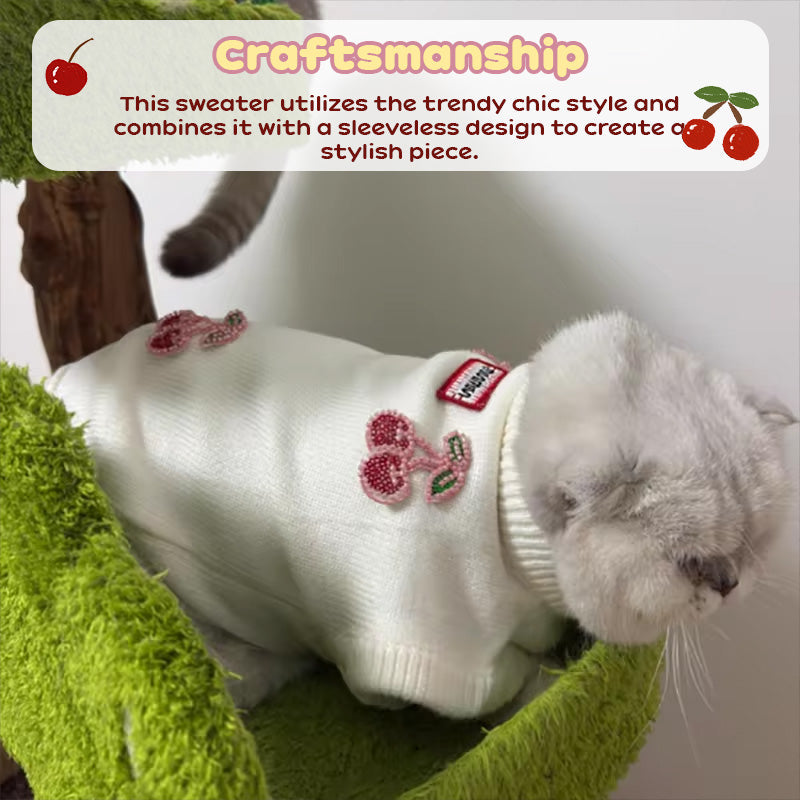 Small Dog Winter Sweater | Fruit-Print Knit Comfort
