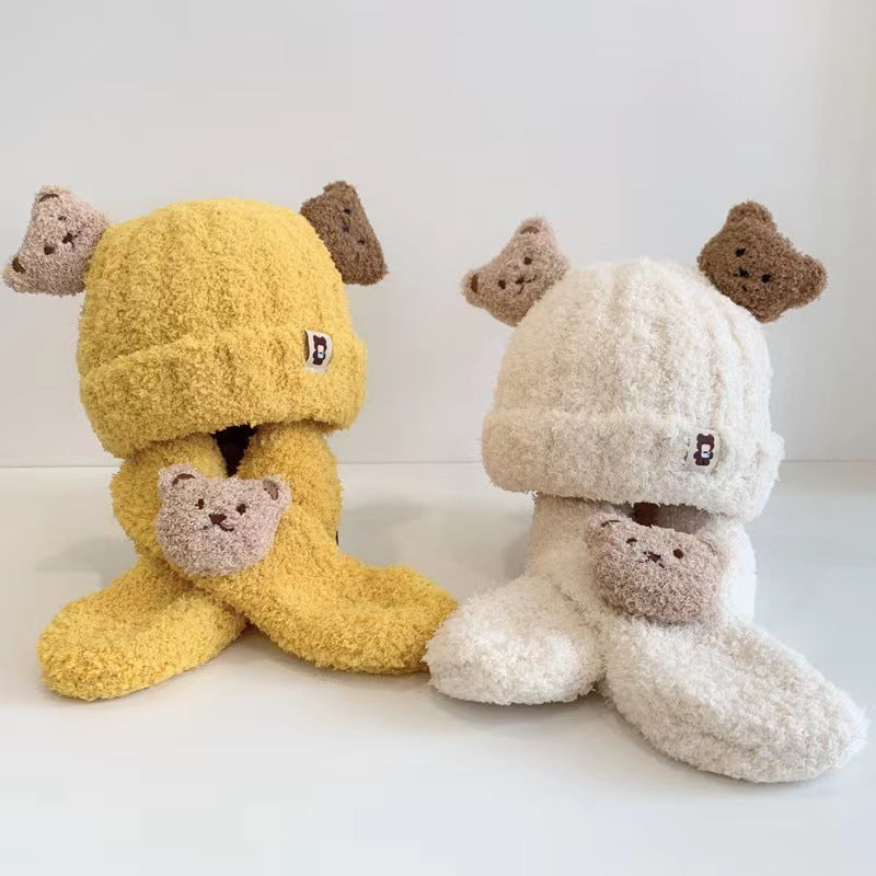 Teddy Bear Hat and Scarf Set for Cozy Winter Days