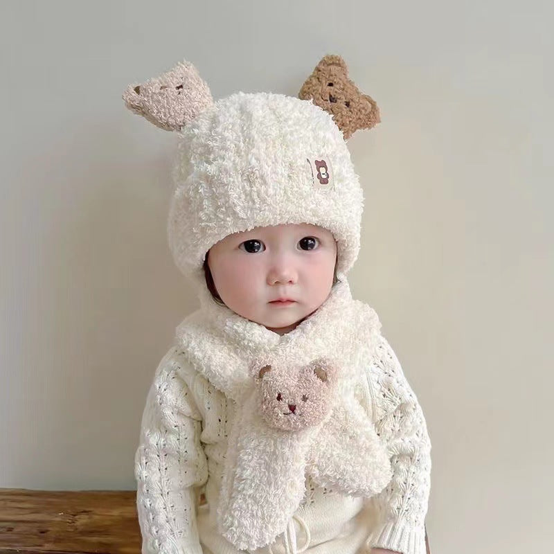 Teddy Bear Hat and Scarf Set for Cozy Winter Days