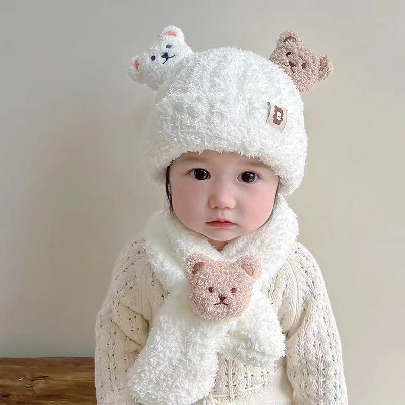 Teddy Bear Hat and Scarf Set for Cozy Winter Days