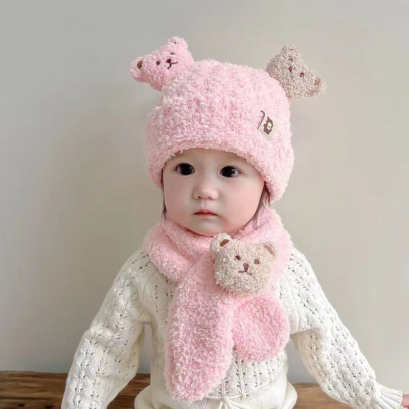 Teddy Bear Hat and Scarf Set for Cozy Winter Days