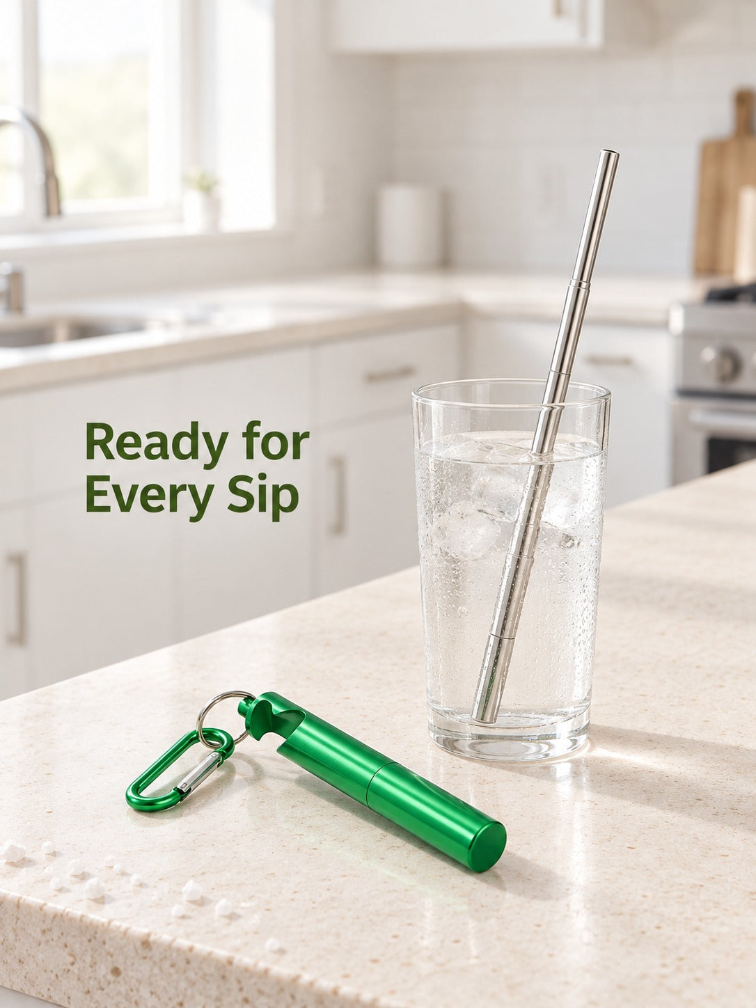 Telescopic Metal Straw Keychain with Bottle Opener Case