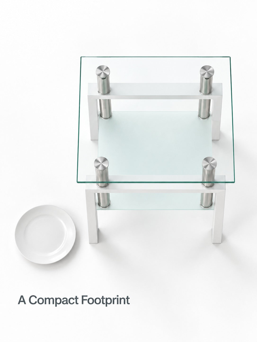 Modern Tempered Glass End Tables Set of 2 for Living Room