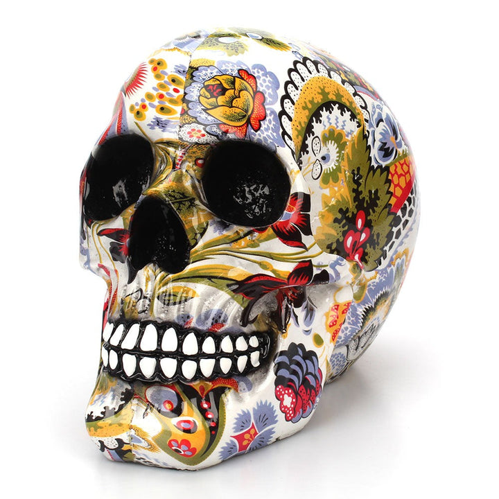 Colorful Floral Skull Ornament for Bold Desktop Decor