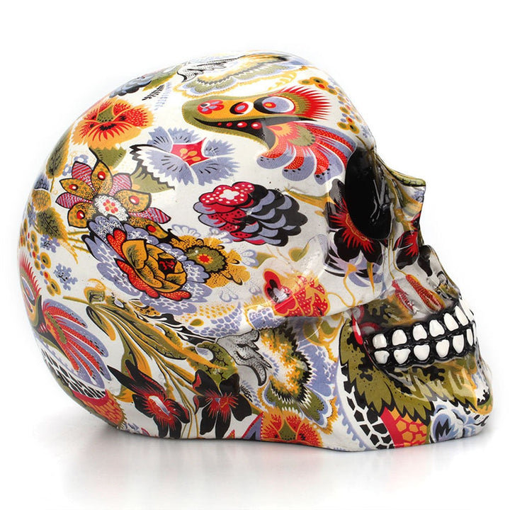 Colorful Floral Skull Ornament for Bold Desktop Decor