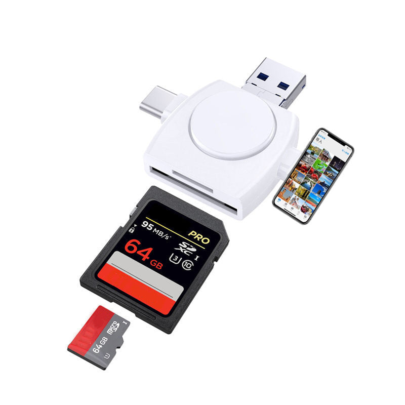 4-in-1 SD and TF Card Reader for iPhone, Android & PC
