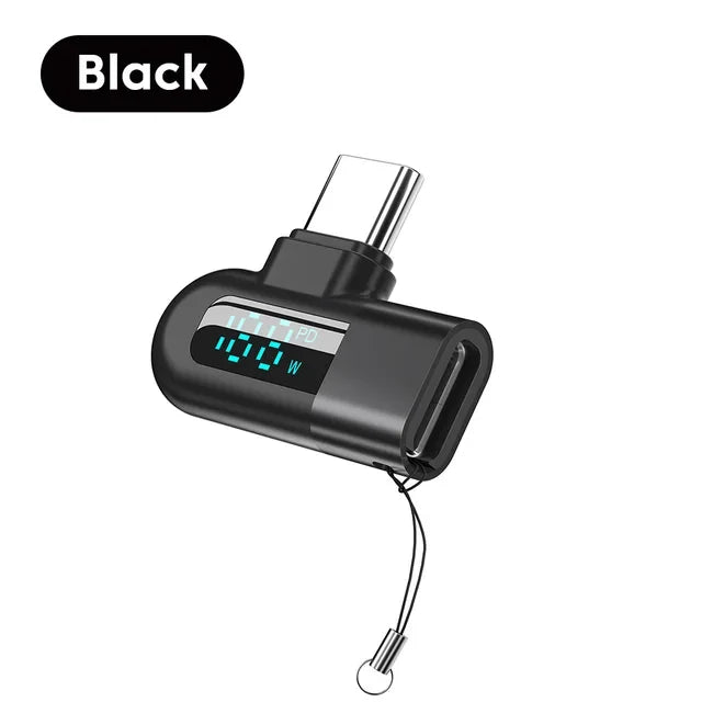 USB-C 120W Right-Angle Adapter with Live Wattage Display