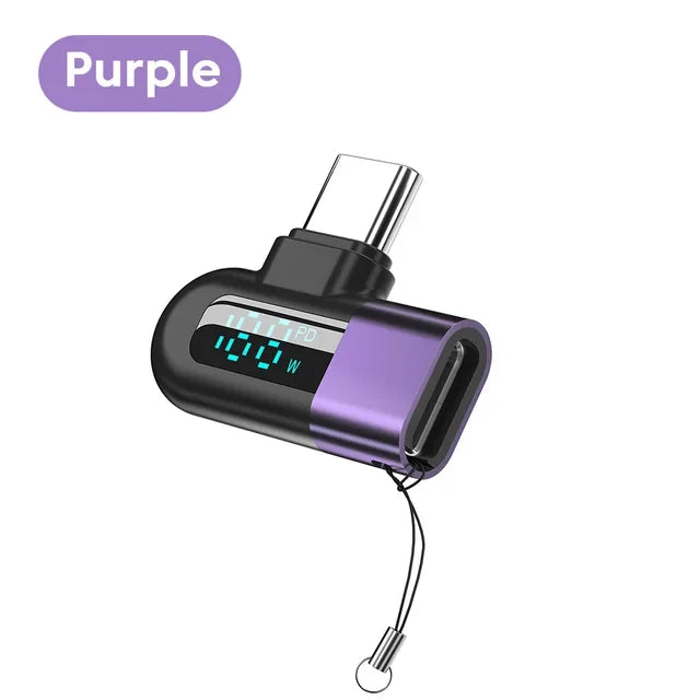 USB-C 120W Right-Angle Adapter with Live Wattage Display