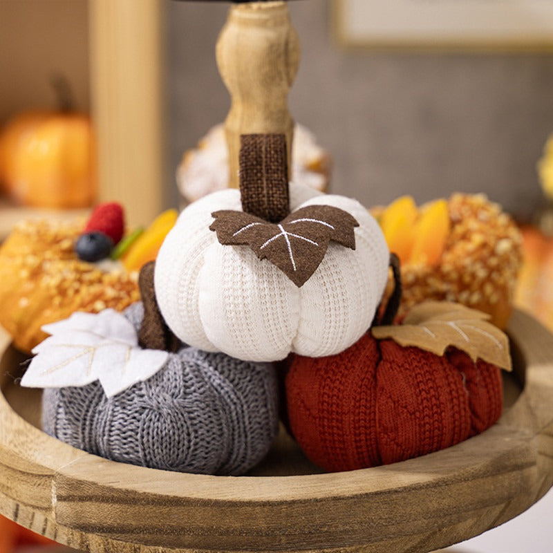 Knitted Pumpkin Decor for Cozy Rustic Autumn Charm