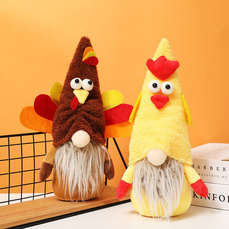 Thanksgiving Turkey Gnome Plush Pair for Festive Decor