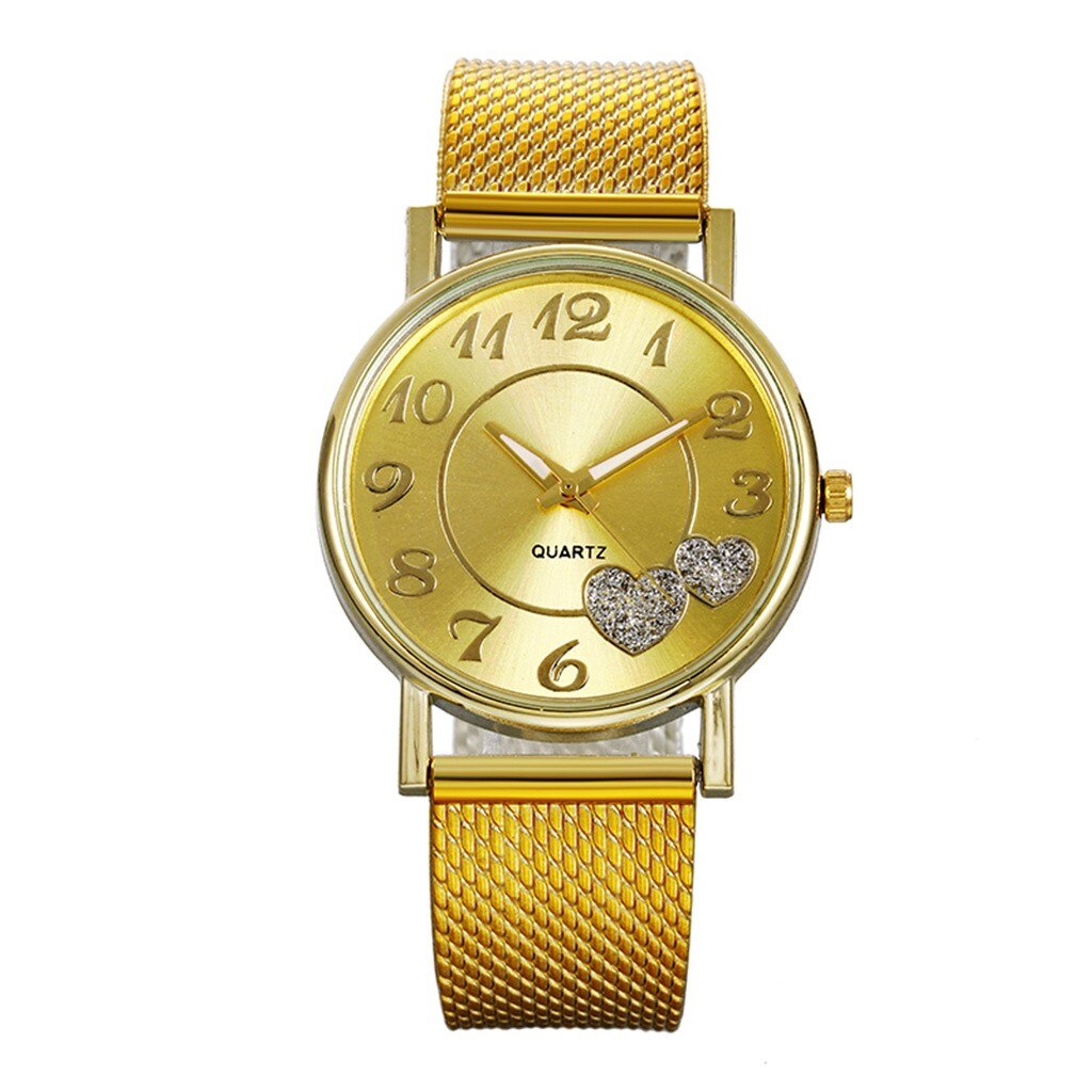 Women's Mesh Belt Watch with Sparkly Heart Dial Gift