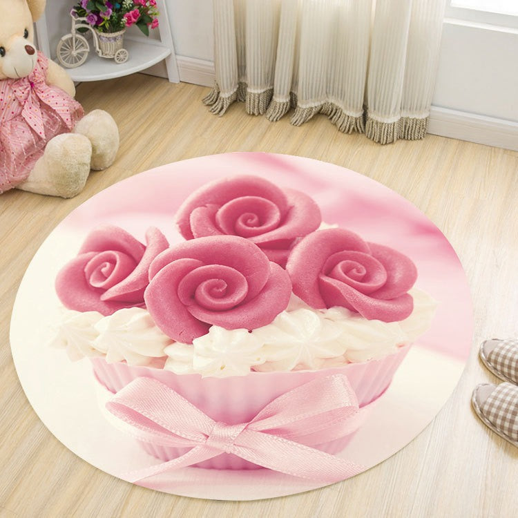 Round Cartoon Rug for Kids Room Play Area