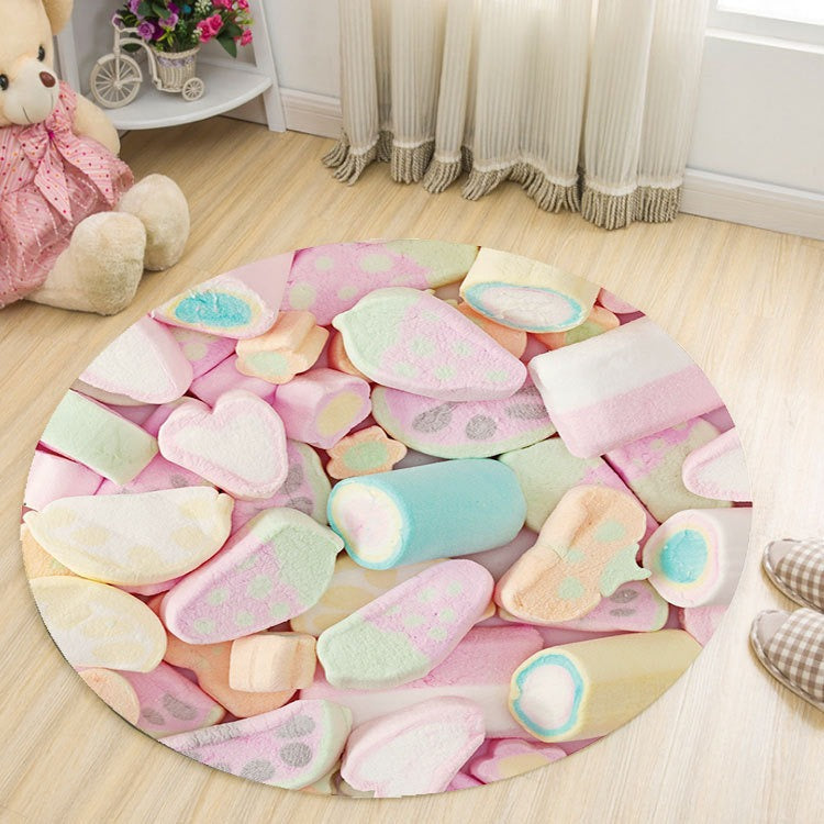 Round Cartoon Rug for Kids Room Play Area
