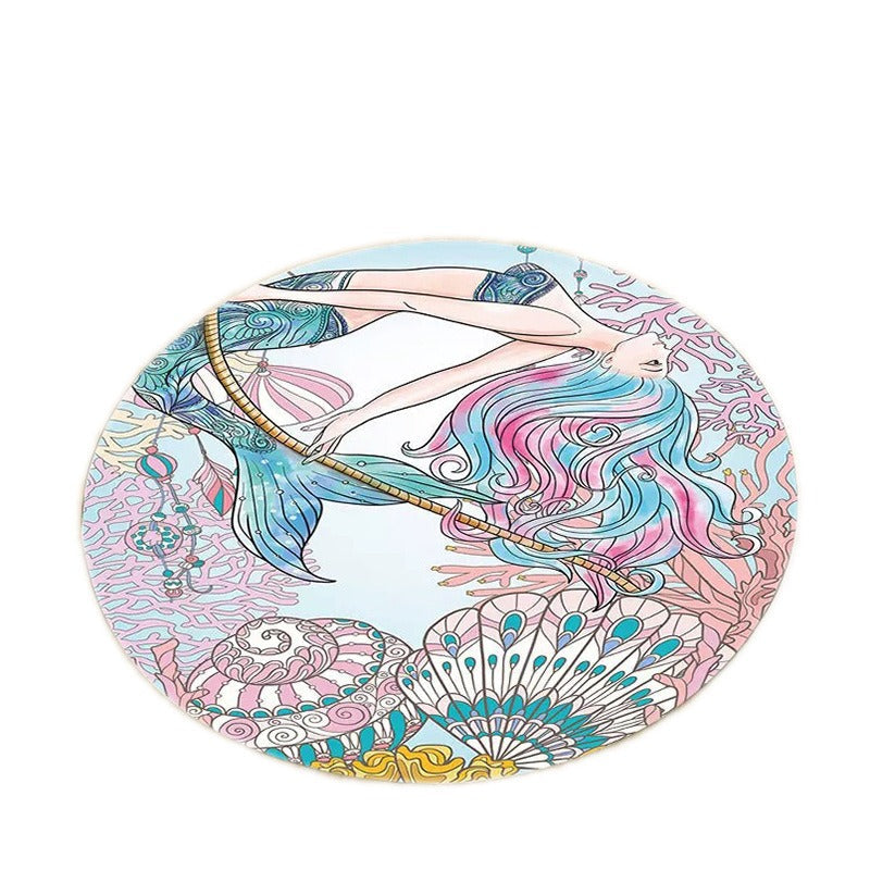 Round Cartoon Rug for Kids Room Play Area