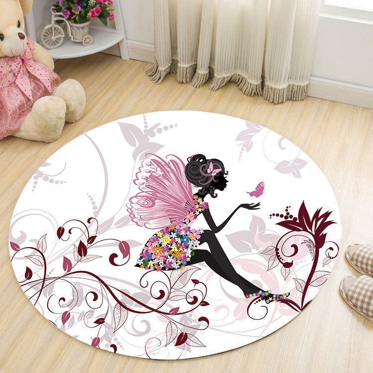 Round Cartoon Rug for Kids Room Play Area