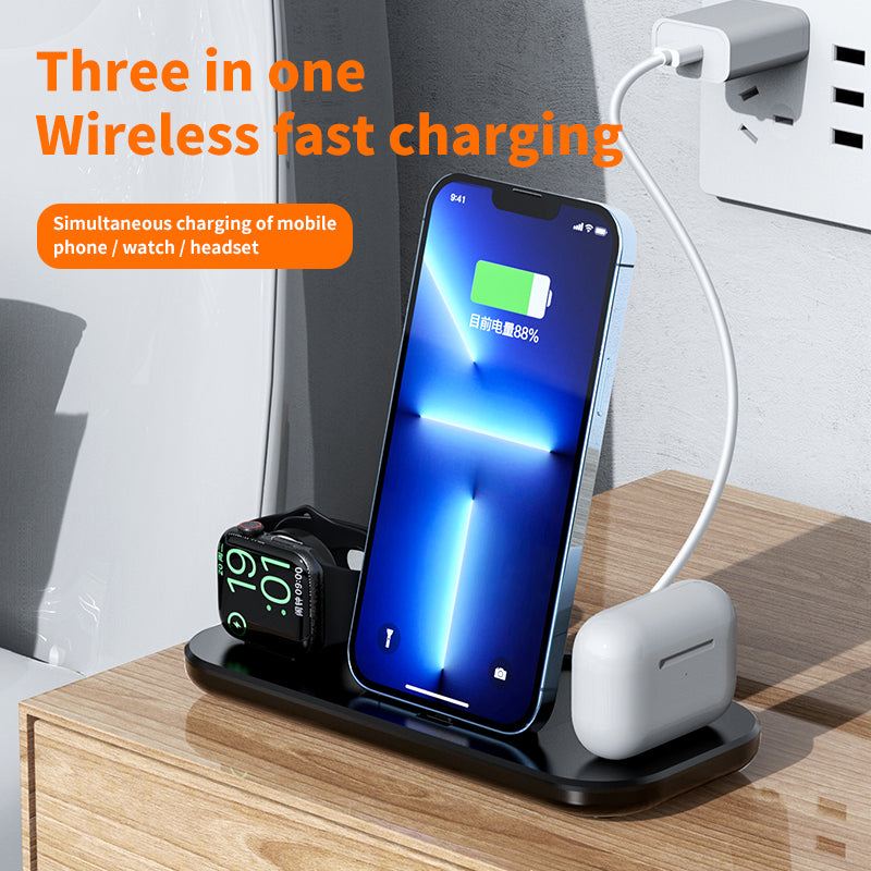 3-in-1 Wireless Charger for iPhone, Watch & AirPods