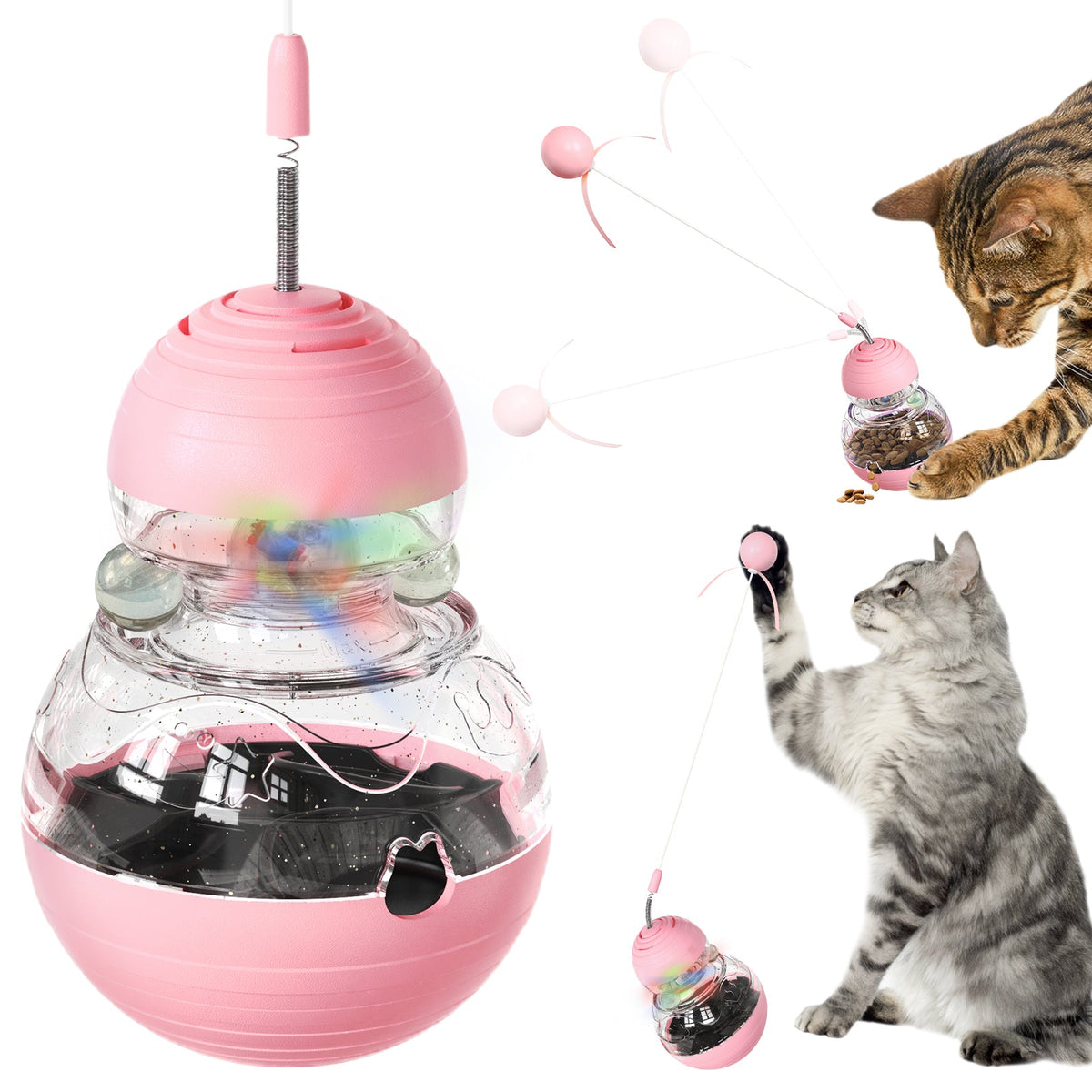 Interactive Cat Toy With Treats, Light & Spinning Play