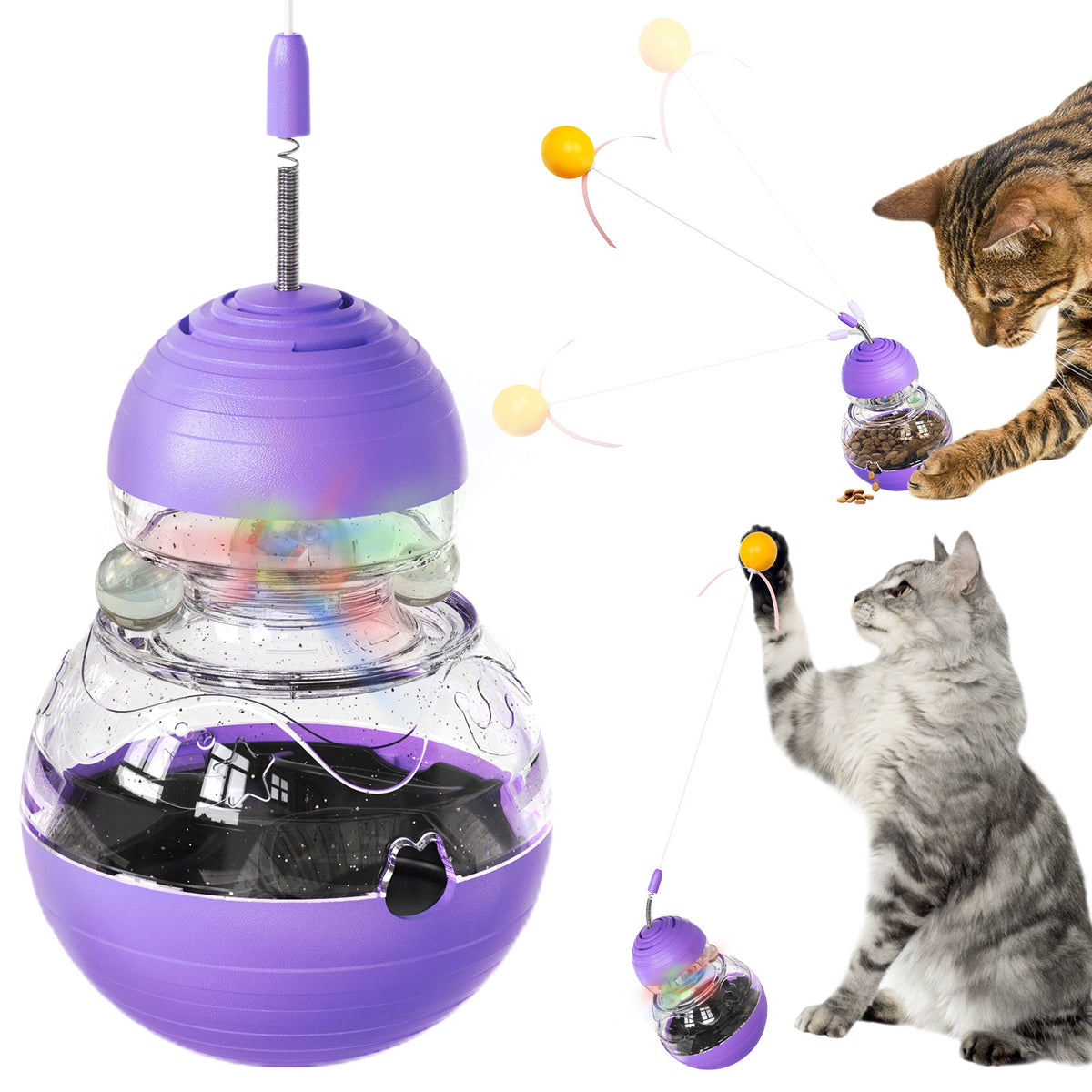 Interactive Cat Toy With Treats, Light & Spinning Play