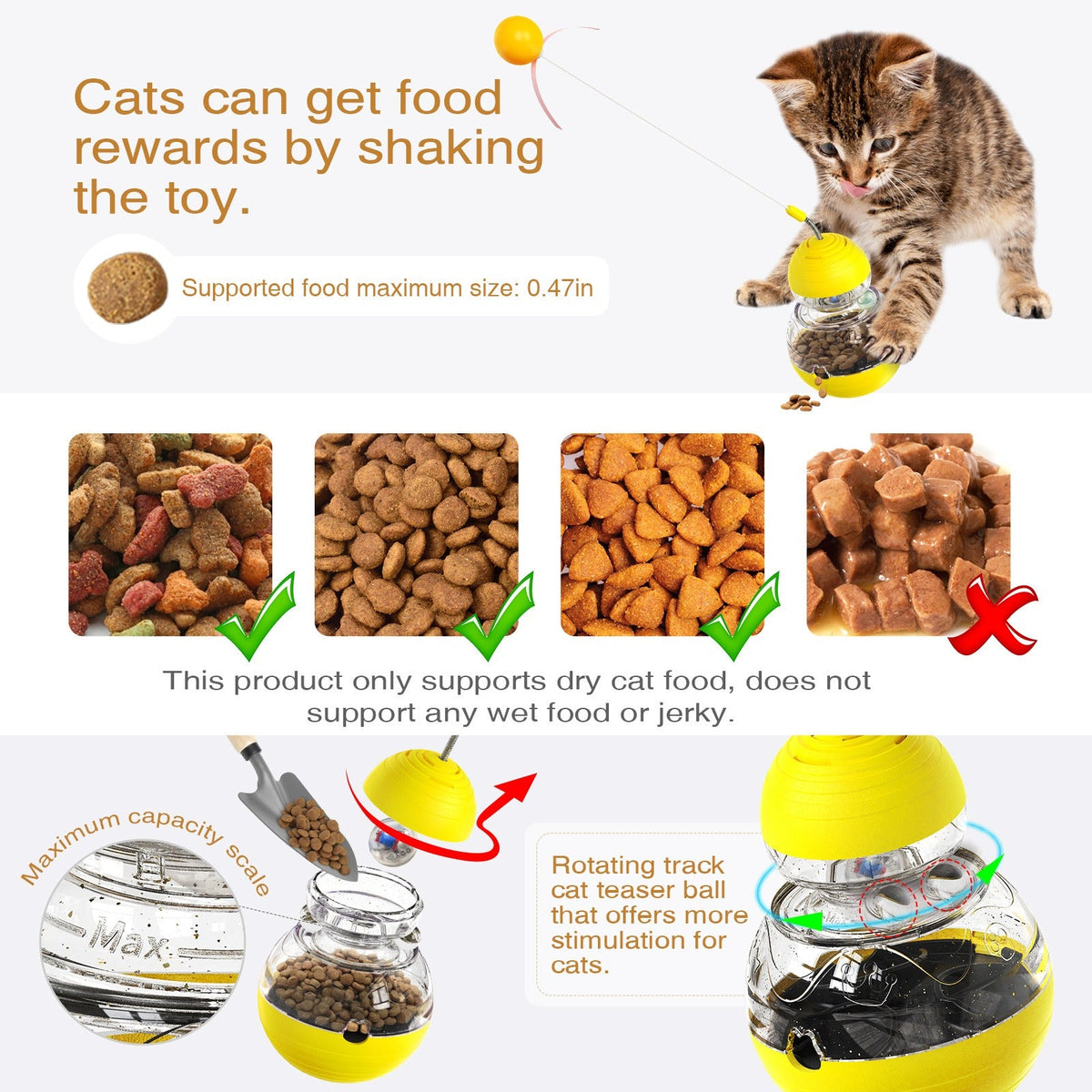Interactive Cat Toy With Treats, Light & Spinning Play