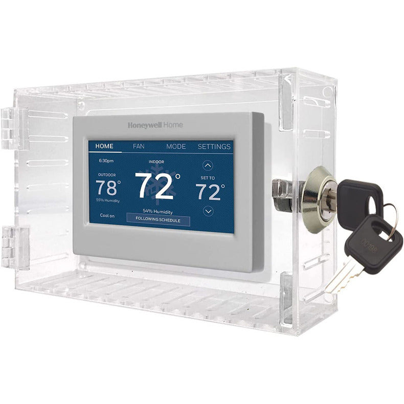 Thermostat Security Cover With Keyed Lock, Clear Shield