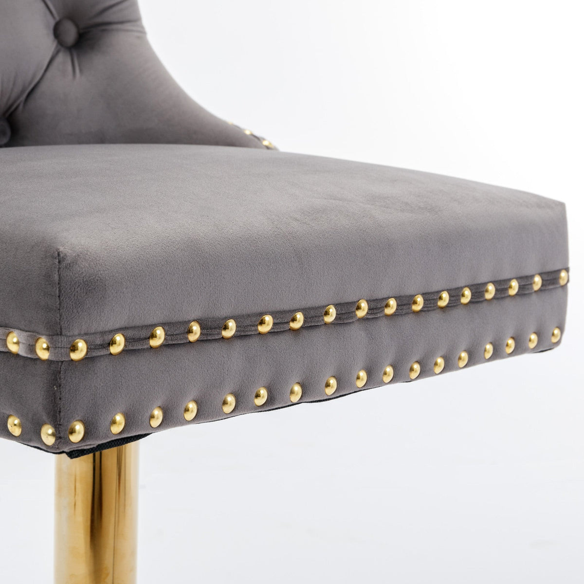 Gold Velvet Bar Stool with Swivel, 25-33 in Height