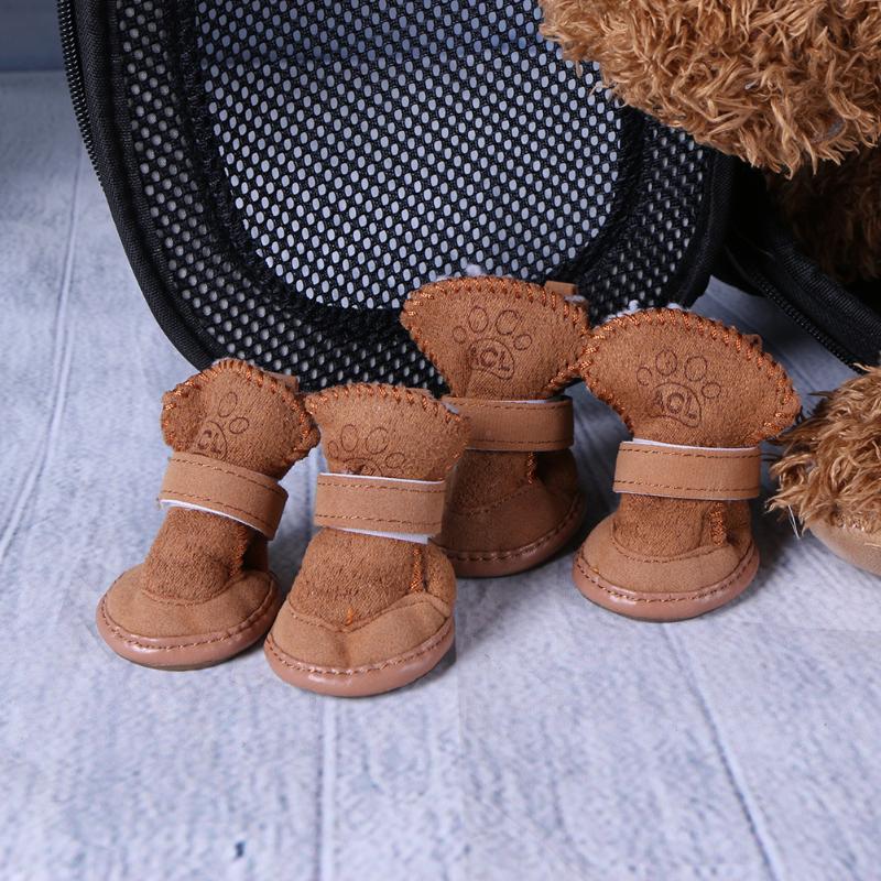 Warm Plush Dog Snow Boots for Small Dogs & Cats