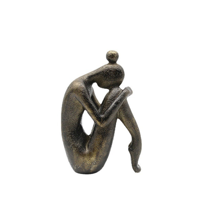 Yoga Bookends: Sculptural Bronze Bookshelf Decor Pair