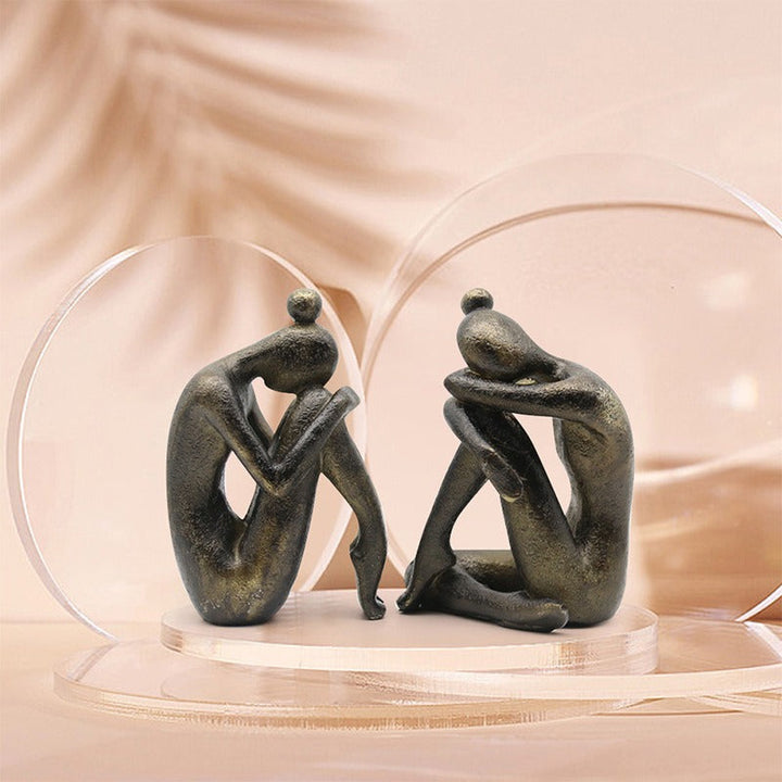 Yoga Bookends: Sculptural Bronze Bookshelf Decor Pair