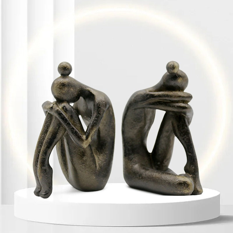 Yoga Bookends: Sculptural Bronze Bookshelf Decor Pair