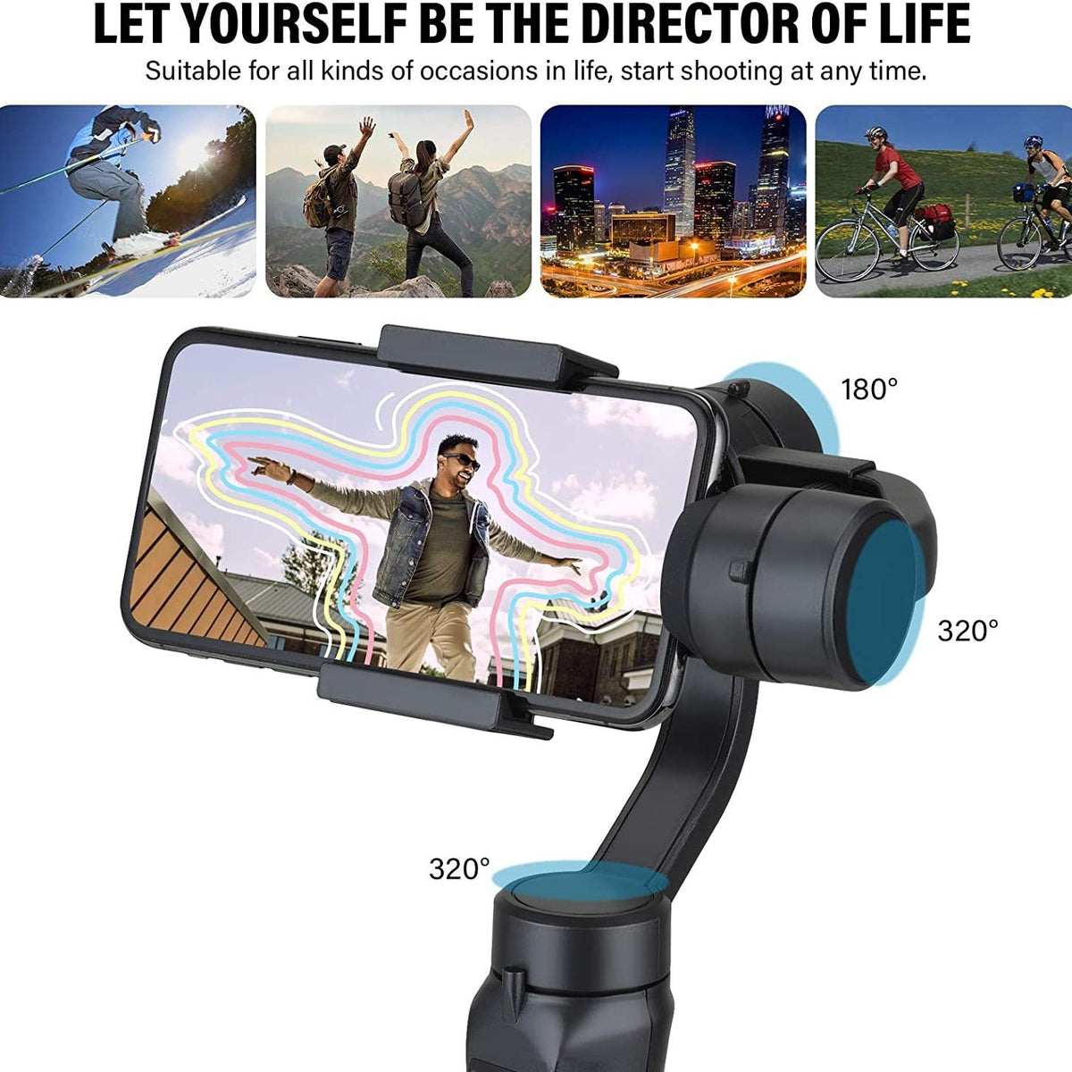 3-Axis Phone Gimbal Stabilizer for Smooth Action Video