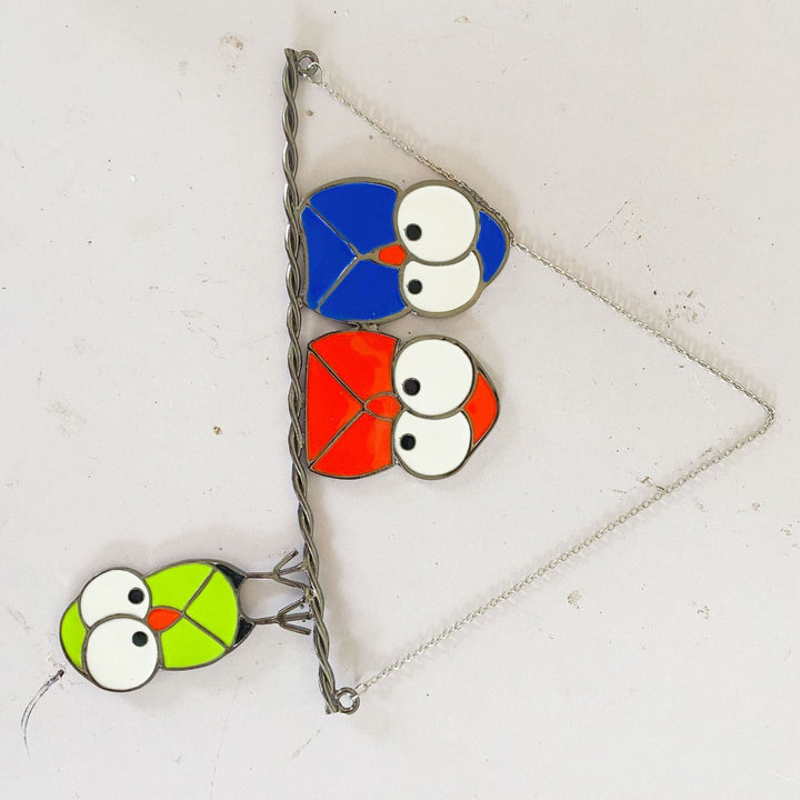 Owl Stained Glass Ornament for Whimsical Window Decor